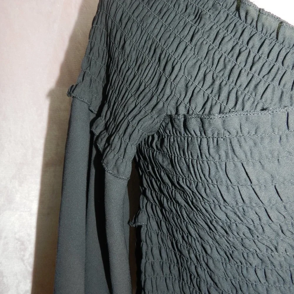 Womens Black Crop Ambiance Long Sleeve Shirt Size L